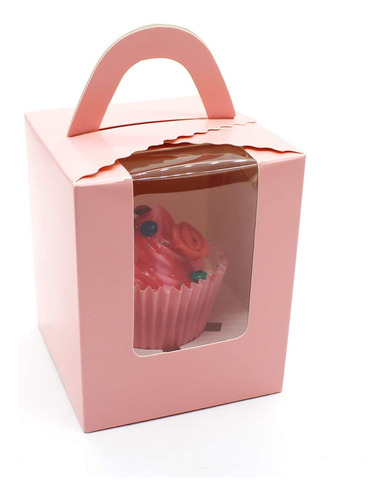 Juego De 50 Caja Para Cupcakes Individual Rosa Dulces