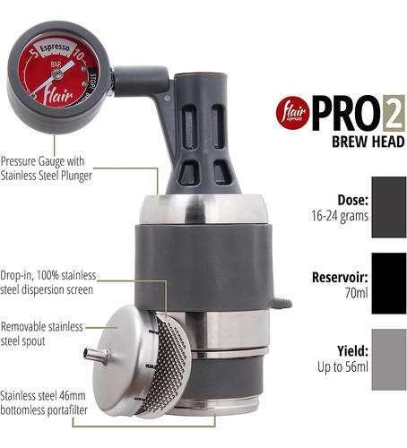 Cafetera Espresso Flair Pro 2, Manual, 70 Ml Con Manometro