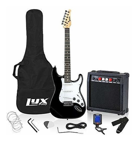 Kit Guitarra Eléctrica Con Amplificador 20w, Con Accesorios Color Black Material del diapasón Canadian Maple Orientación de la mano Diestro