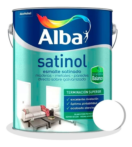 Satinol Esmalte Satinado Blanco Balance 4 Lts Alba - Iacono