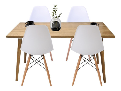 Comedor Madera Robledo+ Sila Eames Blanco