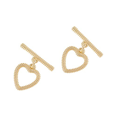 10 Sets Golden Plated Heart Shape Brass Toggle Ot Clasp...