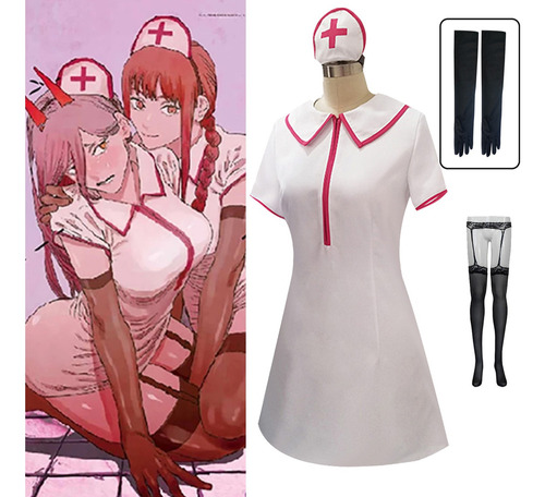 Disfraz De Cosplay De Anime, Uniforme De Enfermera Sexy Con .