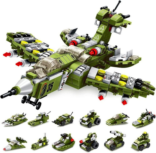 Lego Avion Militar 12 En 1 -25 Combinaciones 576 Piezas