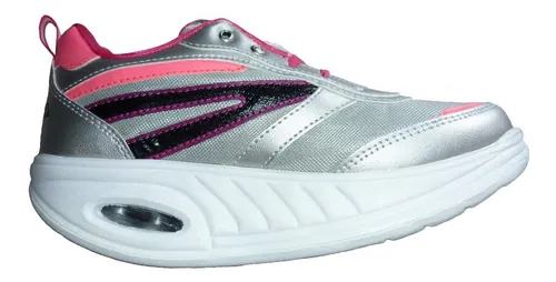 Tenis Fitness Step Suela Curva Plata Fiucsa sin intereses