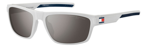 Gafas de sol Tommy Hilfiger Th1978/s 6ht-59, color blanco, montura blanca, color varilla blanca, lente blanca, color plateado