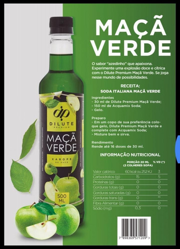 Xarope Essência Dilute Premium Soda Italiana Maçã Verde