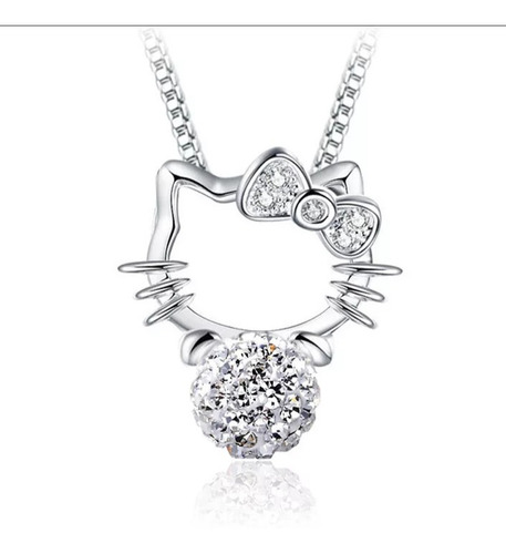  Hermoso Colgante  Hello Kitty  Chapado En Plata. 