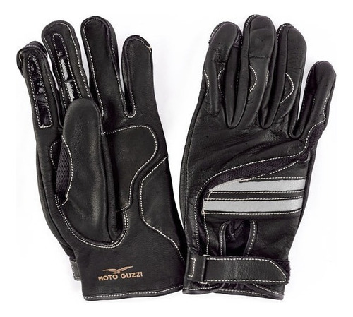 Guantes Piel Moto Guzzi Negro C/velcro Talla Xl