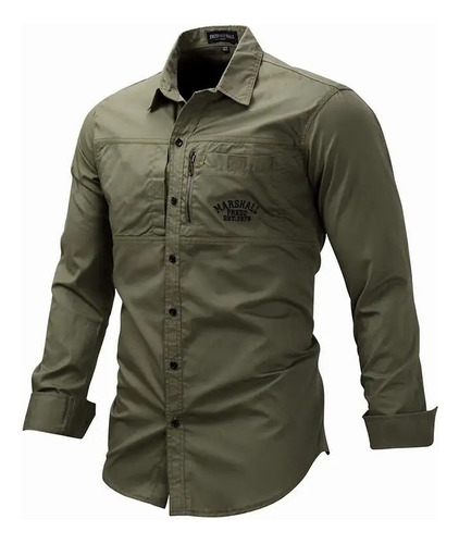 Camisa Militar Tactical Cargo, Manga Larga, Multibolsillos,