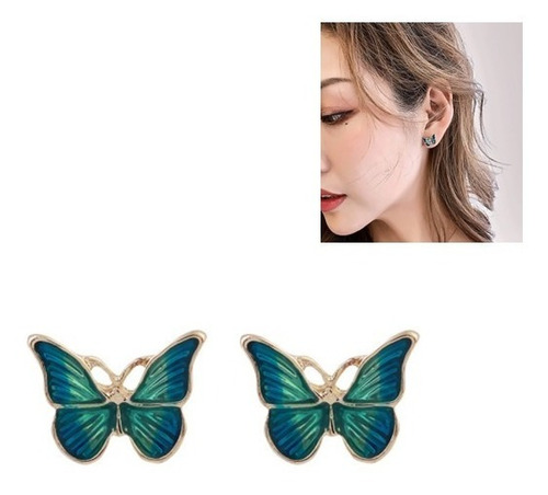 Pendientes De Aleación De Mariposa Verde Pintura Al Óleo