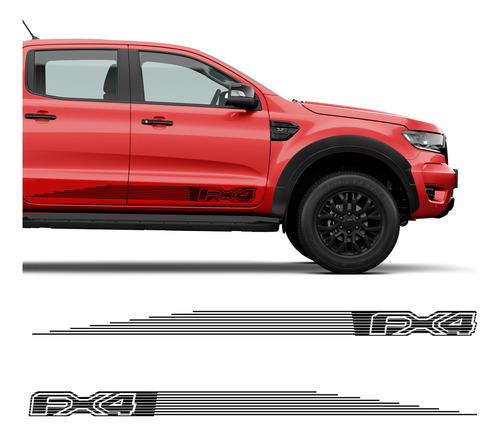 Par De Faixas Laterais Para Ford Ranger Fx4 2023 Listras