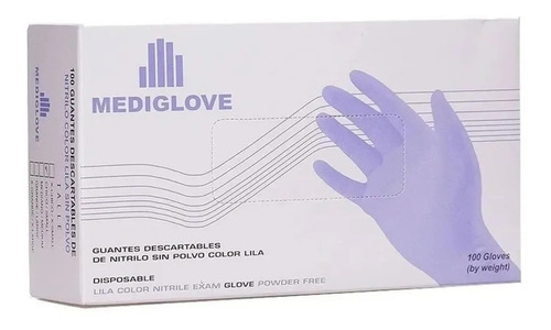 Guantes descartables antideslizantes Mediglove color lavanda talle XS de nitrilo en pack de 10 x 100 unidades