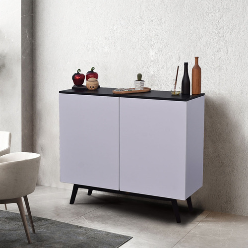 Credenza Minimalista Hogare Bufetera Mueble Recibidor Color Blanco-negro