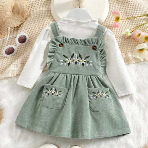 Jumper Corderoy Vestido Bebe Con Remera Manga Larga