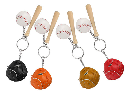 Mini Llavero 4 Piezas Kit De Pelota De Bate De Béisbol Llave