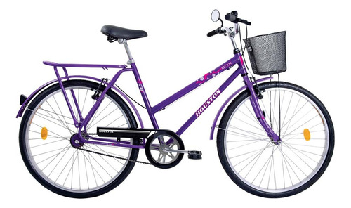 Bicicleta Aro 26 Com Bagageiro E Cesto - Onix Vb Houston Cor Violeta