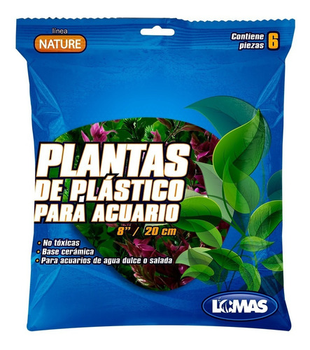 Plantas Artificiales Para Acuario 20 Cm Bolsa 6 Pz 