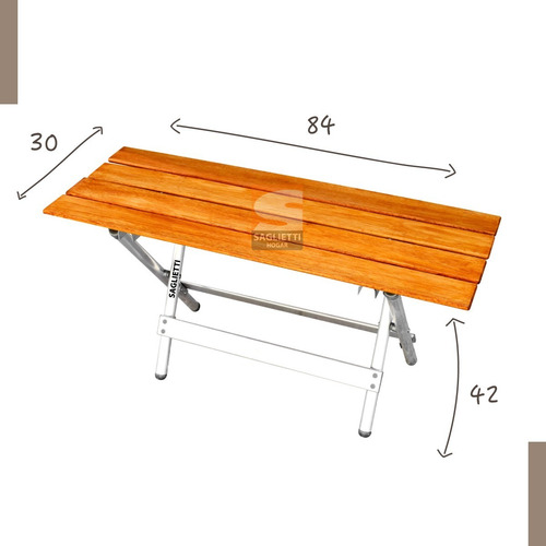 Imagen 4 de 10 de Banco Plegable Aluminio Madera Balcon Jardin Camping Playa