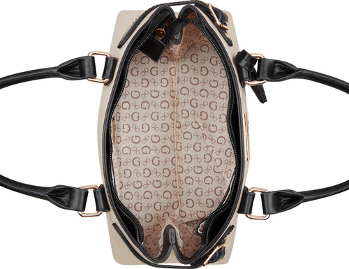 Bolsa Satchel Para Mujer Con Logo Estampado Beige Guess