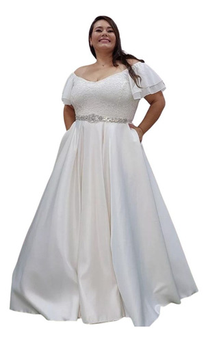 Vestido De Novia Largo Ideal Para Matrimonio Boda Civil Sn79