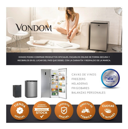 Heladera No Frost 360 Lts. Vondom Hel185 Sin Freezer