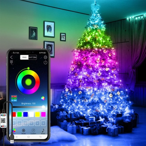 Cadena De Luces Navideñas Led App Control Remoto 30m