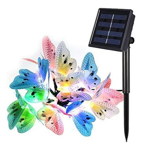 Mariposa Solar Cadena Luces Lafeina 12 Led De Fibra Optica M