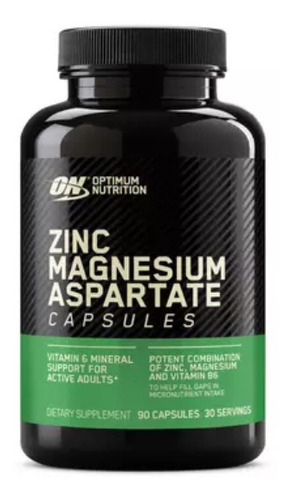 Suplemento em cápsula Optimum Nutrition  Zinc Magnesium Aspartate magnésio Zinc Magnesium Aspartate em pote 90 un