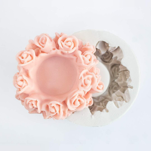 Imagem 6 de 6 de Molde Forma Silicone Porta Vela De Rosas Ib-732