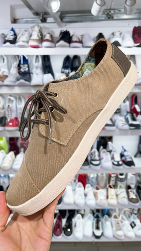 Zapato Toms Mod. Paseo Brown Canvas Lion Para Hombre