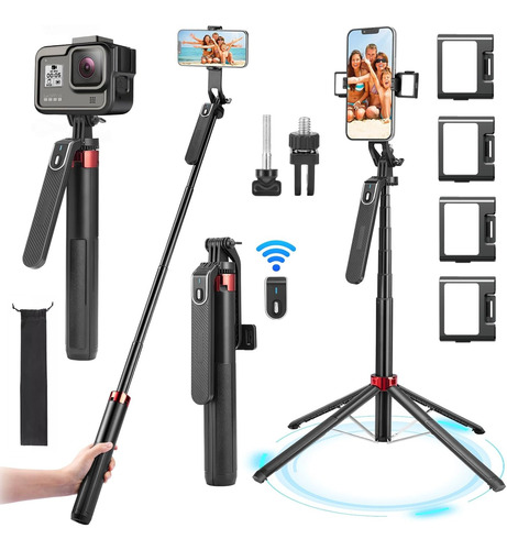 1.8 M Tripie Celular Selfie Stick Tripode Con Control Remoto