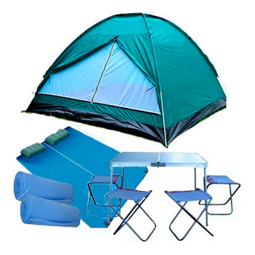 Carpa Iglu 4 Personas Camping + Mesa + Colchon 2p Almohadas