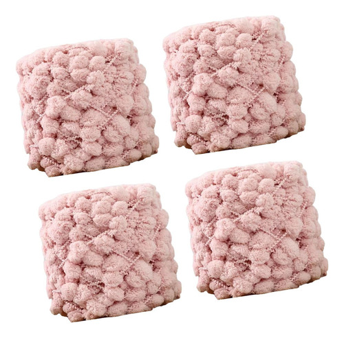 - Hilo Grueso De Pompón, 4 Bolas, Cómodo Para Tejer A Rosa