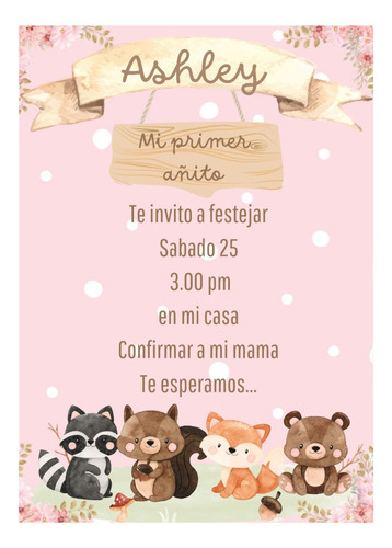 Invitación Digital Animales Del Bosque Editable En Canva