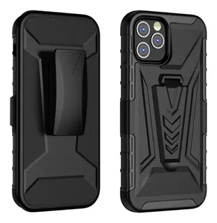 Funda Clip Uso Rudo Para iPhone 360 Holster Negro Antigolpes