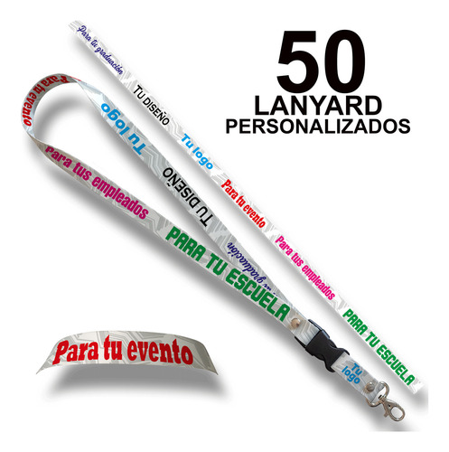 Lanyard Personalizado Porta Gafete Porta Credencial 50 Pzas