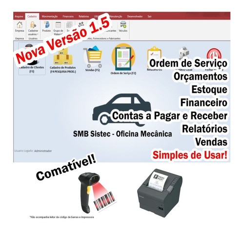 Imagem 1 de 10 de Programa Oficina Mecânica Com Ordem De Serviço, Estoque Novo
