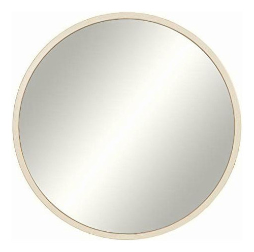 30  Distressed White Metal Framed Round Wall Mirror