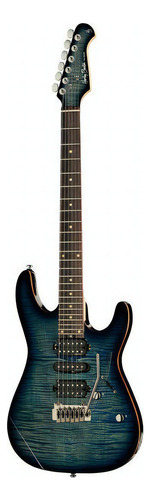 Guitarra eléctrica Harley Benton Pro Series Fusion-III HSH EB de nyatoh gloss trans flamed blue burst brillante con diapasón de macassar ebony