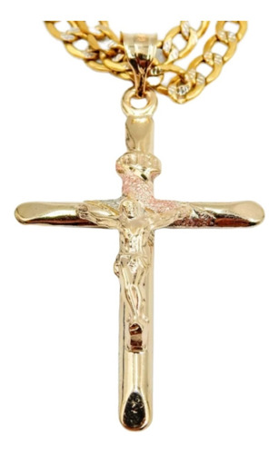 Cruz Cristo Oro Solido 10k Crucifijo Troquel Católico Grande