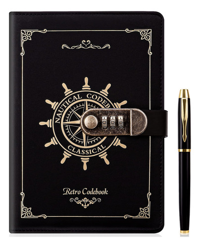 Lock Diary &amp; Pen Set, Pu Leather Locking Journal Wr...