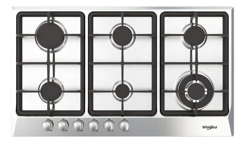 Fogão cooktop com alimentação gás - Whirlpool WP3650S cor aço inoxidável - 6 queimadores