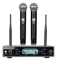 Comprar Gochanmi Ug210 Sistema de Micrófono Inalámbrico 2 Canales Mano Profesional Dinámico UHF Frecuencias Ajustables Micrófono para Cantar Karaoke Aula Distancia de Uso 100M