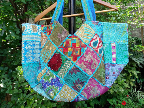 Bolso Grande Importado Hindu, Cartera ( Cod 31-32 ) Turquesa-celeste 31