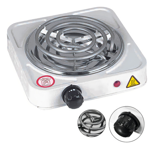 Fogão Elétrico Portátil Espiral 1 Boca Preto 110v 5 Temp Cor Branco