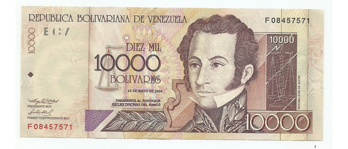 Billetes Bs. 10000 F8 Mayo 25 2004 