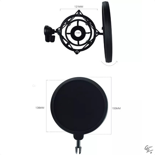 Imagen 4 de 10 de Soporte Microfono Shock Mount Araña Anti Pop Sm6 Profesional