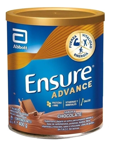 Suplemento en polvo Abbott  Ensure Advance carbohidratos sabor chocolate en lata de 400g