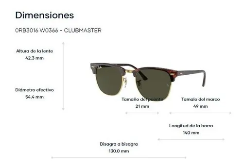 Ray ban clubmaster medidas deals